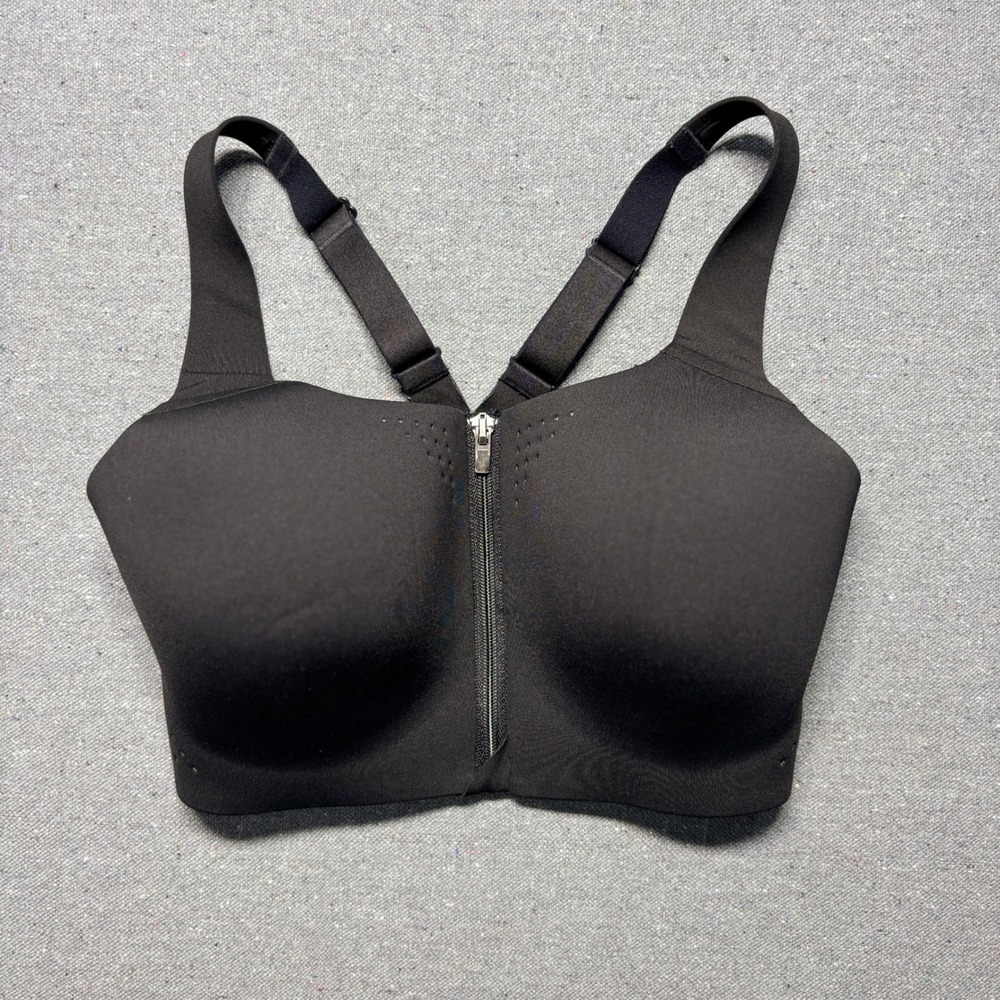 Victoria's Secret VSX Sports Bra Womens 32DD Black Zip Front High Impact
